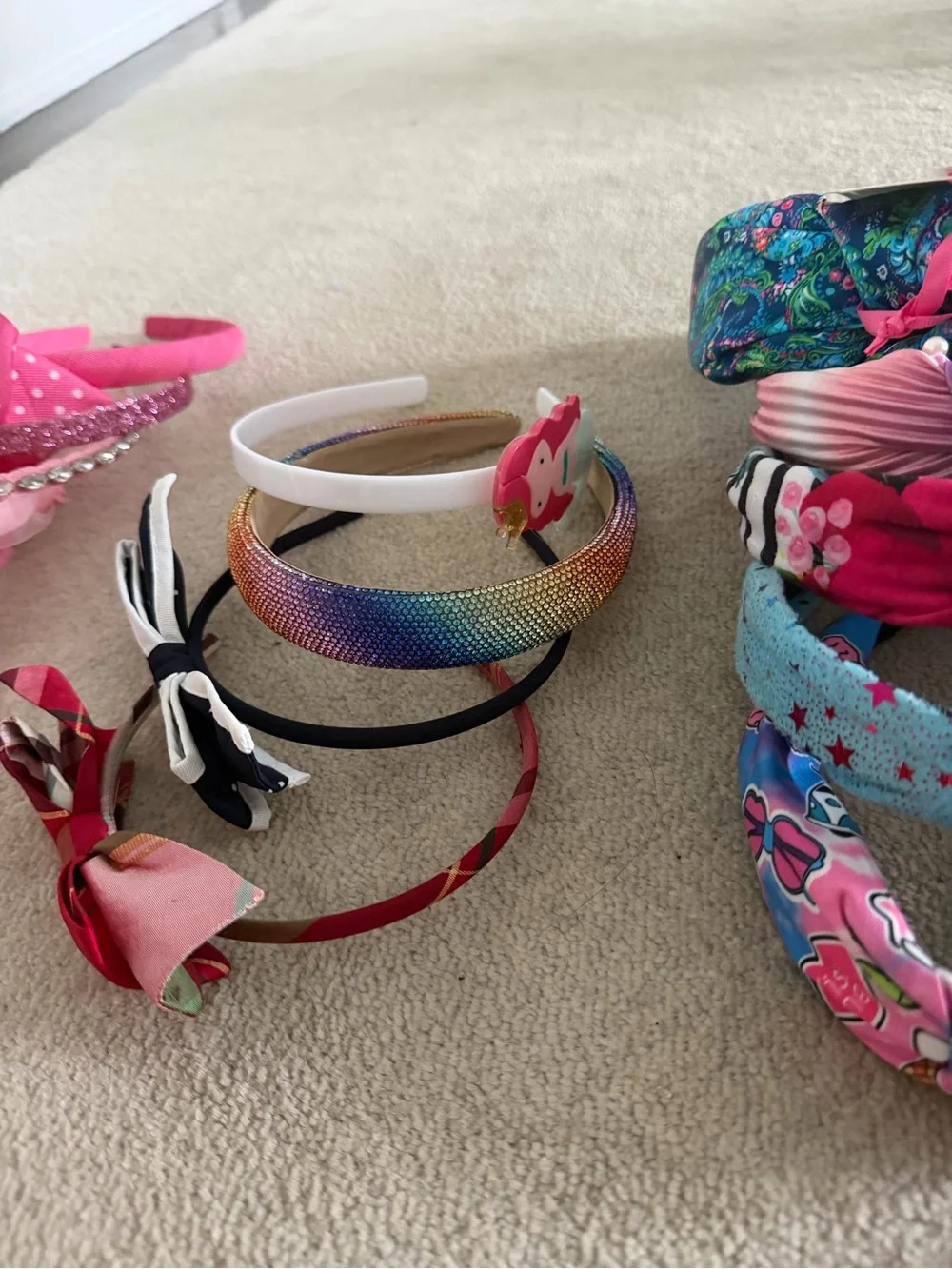 18 piece Headband Set with Bows, Bunny and Mermaid figures & Rhinestone Accents